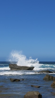 Une vague s'écrasant contre un rocher
